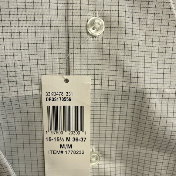 NEW Calvin Klein Men's M Button Down Dress Shirt White Checker Regular Fit - Picture 7 of 9